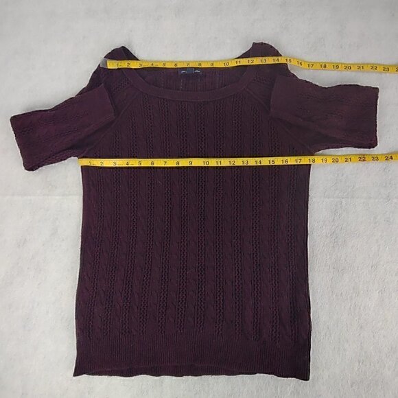 American Eagle Dark Purple Cotton Blend Knit Pullover Sweater Size SP - Picture 7 of 10